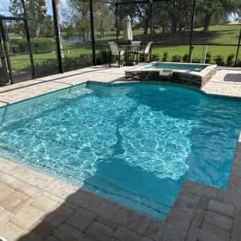 Gunite pool with elevated spa — Southwest Florida