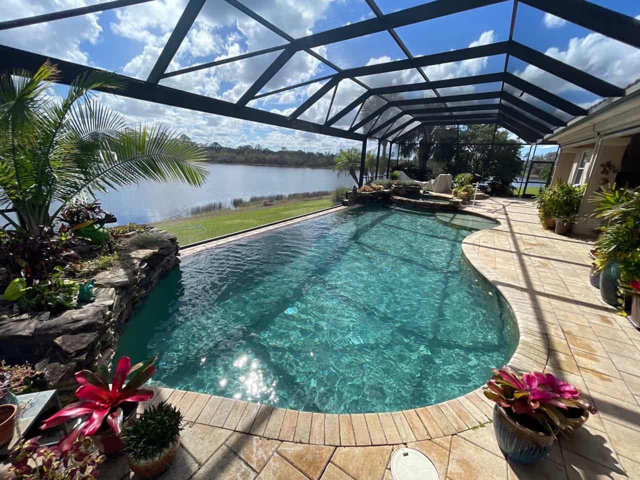 Luxury custom pool at sunset — Venice, FL